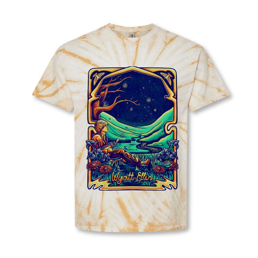 "Happy Valley" Screen Printed Tie-Dye Tee by The Grass Spot (Honey)