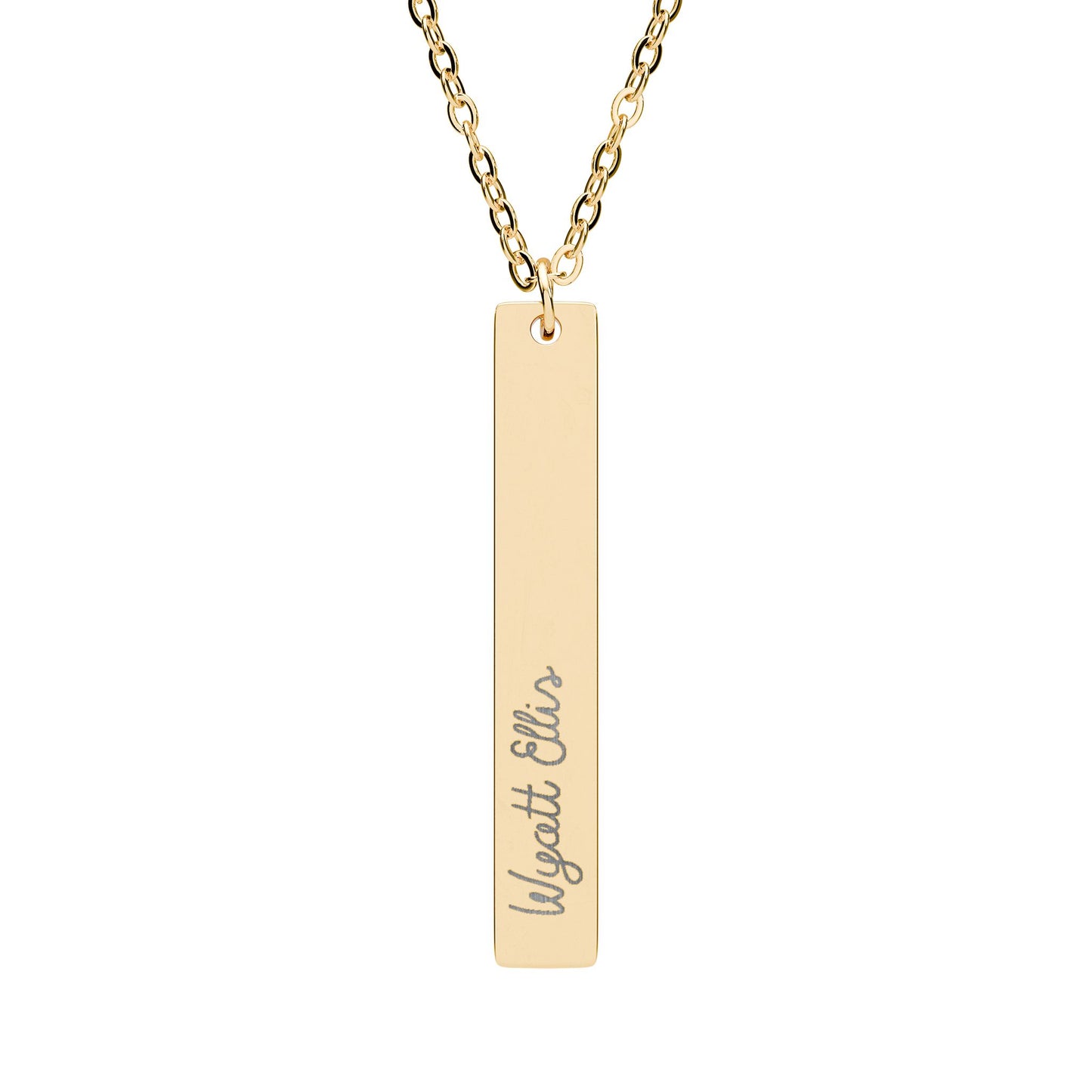 Engravable Vertical Bar Necklace – Personalized Name Pendant (Silver or Rose Gold)